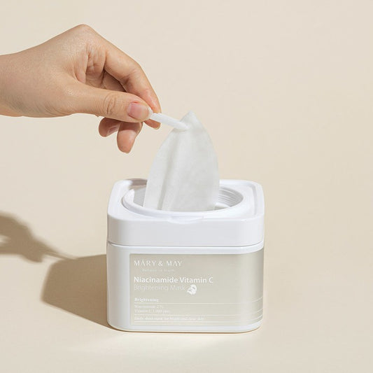 Masque Éclat Visage NIACINAMIDE + VITAMINE C – MARY&MAY (Boîte de 30 pièces)