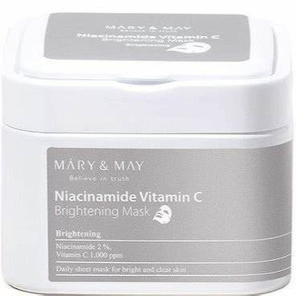 Masque Éclat Visage NIACINAMIDE + VITAMINE C – MARY&MAY (Boîte de 30 pièces)