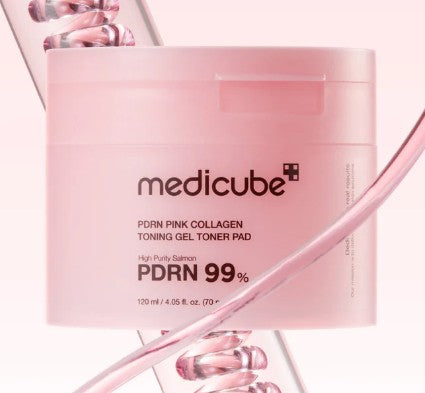 𝗣𝗗𝗥𝗡 𝗣𝗶𝗻𝗸 𝗖𝗼𝗹𝗹𝗮𝗴𝗲𝗻 𝗧𝗼𝗻𝗶𝗻𝗴 𝗚𝗲𝗹 𝗧𝗼𝗻𝗲𝗿 𝗣𝗮𝗱 - Medicube ( 70 pads)
