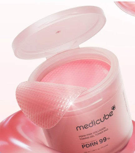 𝗣𝗗𝗥𝗡 𝗣𝗶𝗻𝗸 𝗖𝗼𝗹𝗹𝗮𝗴𝗲𝗻 𝗧𝗼𝗻𝗶𝗻𝗴 𝗚𝗲𝗹 𝗧𝗼𝗻𝗲𝗿 𝗣𝗮𝗱 - Medicube ( 70 pads)